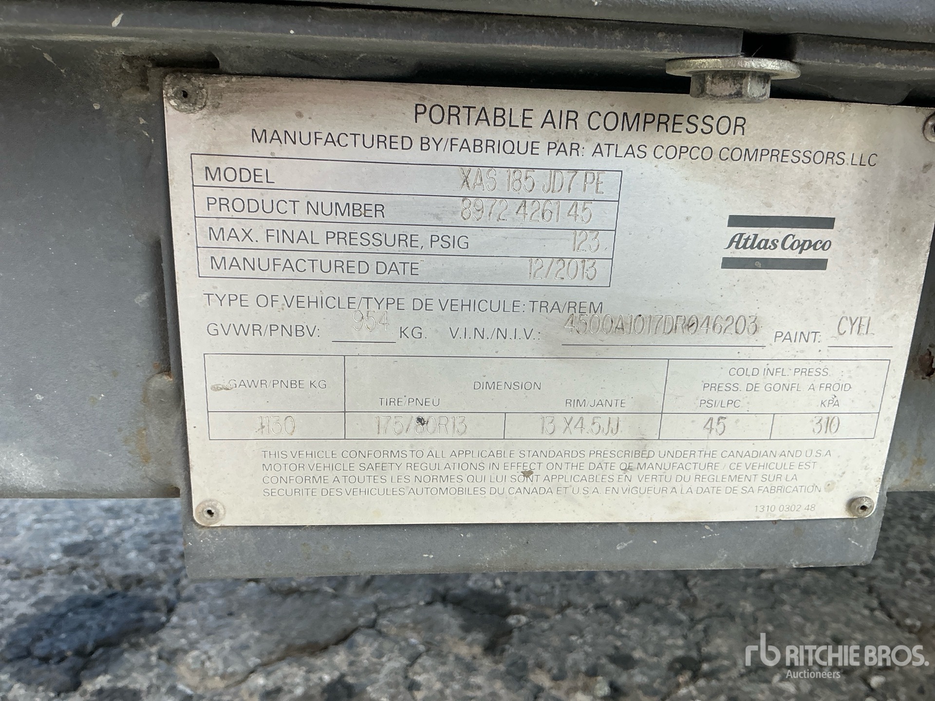 2013 Atlas Copco XAS 185