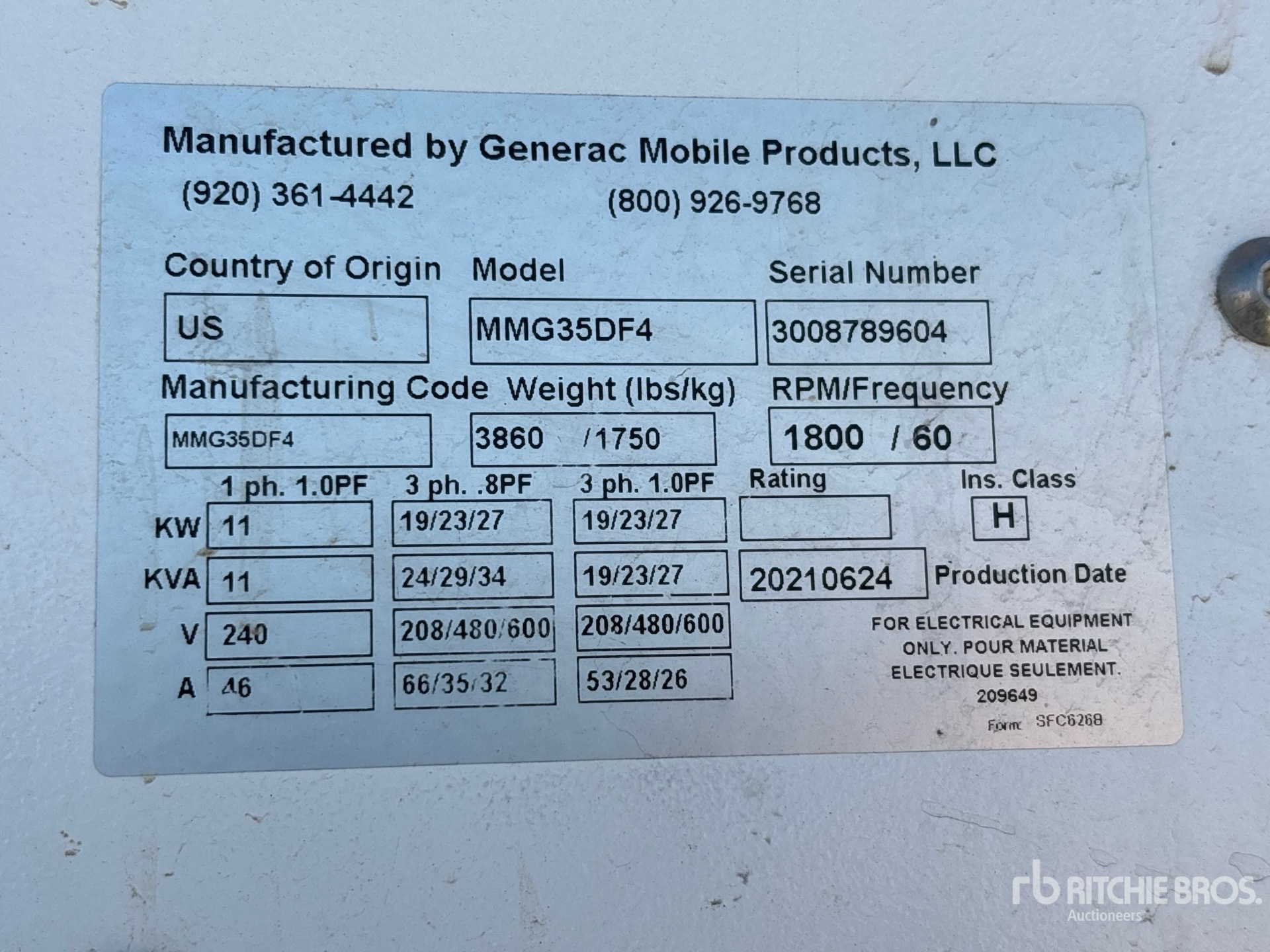 2021 Generac MMG35DF4