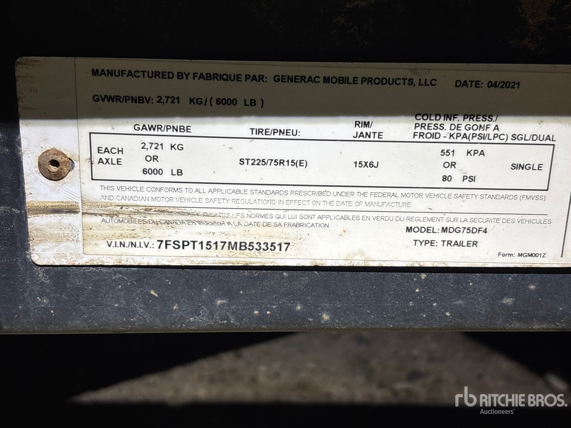 2021 Generac MDG75