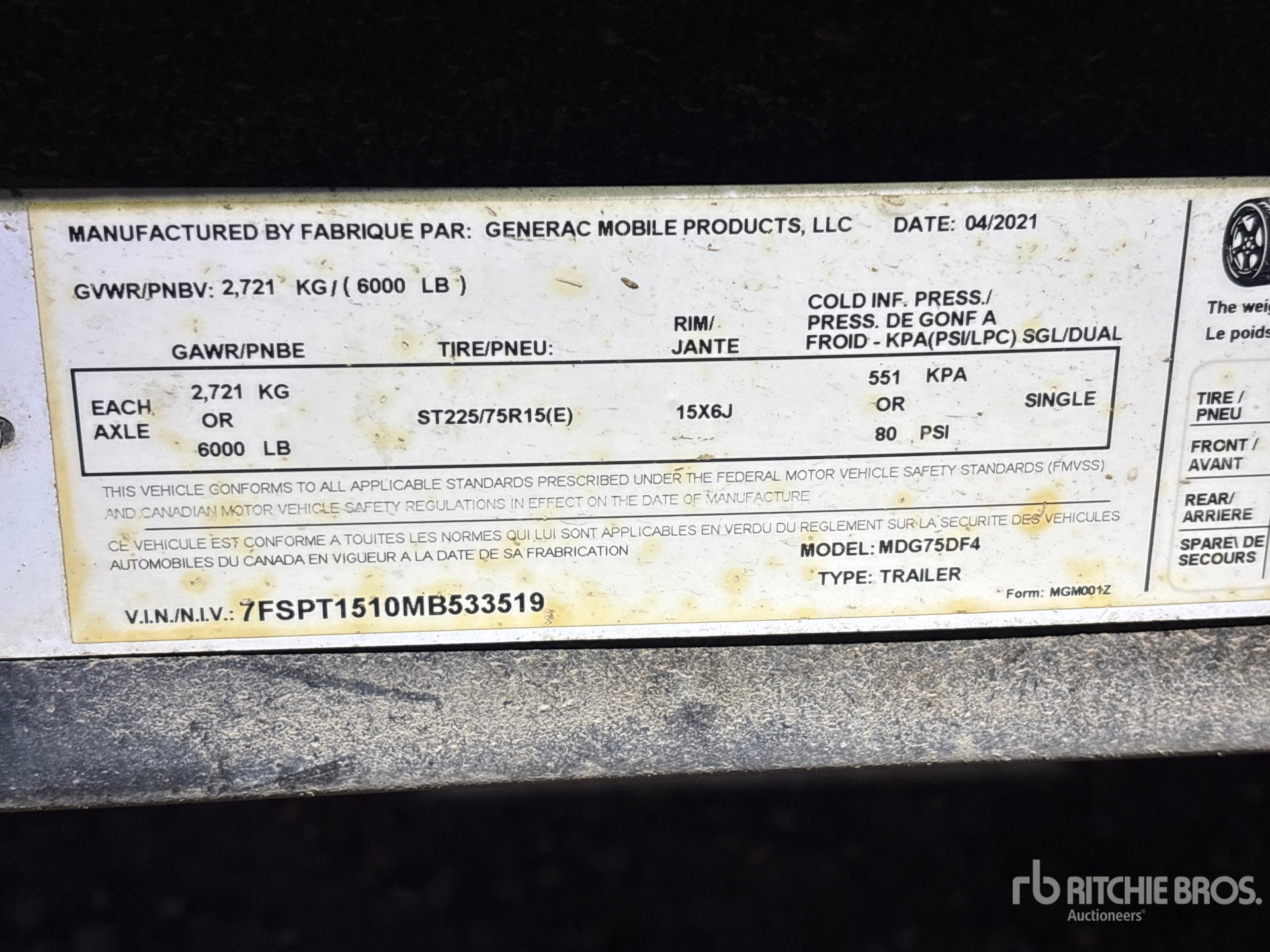 2021 Generac MDG75DF4CAN6