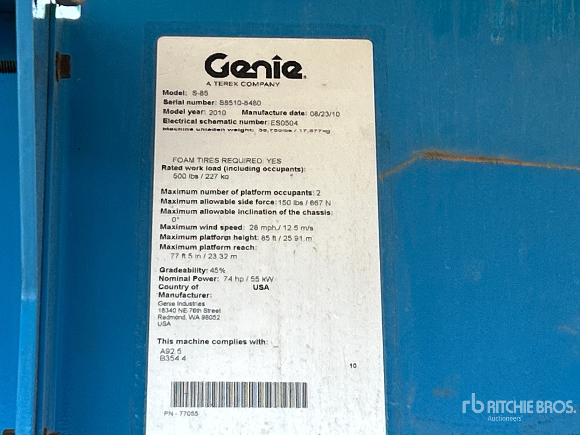 2010 Genie S-85