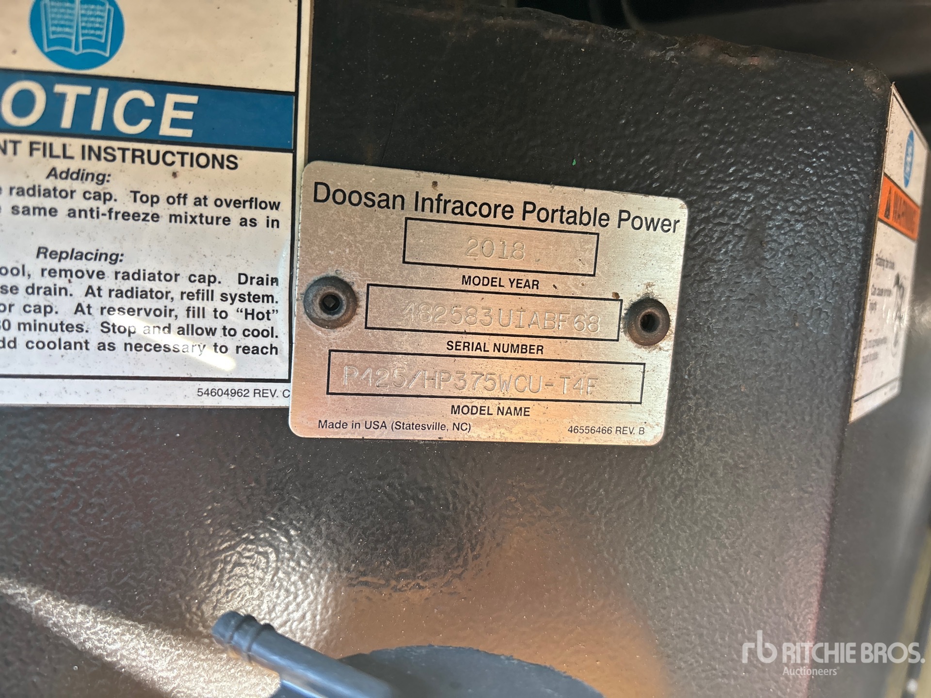 2018 Doosan Portable Power P425 HP 375 WCU