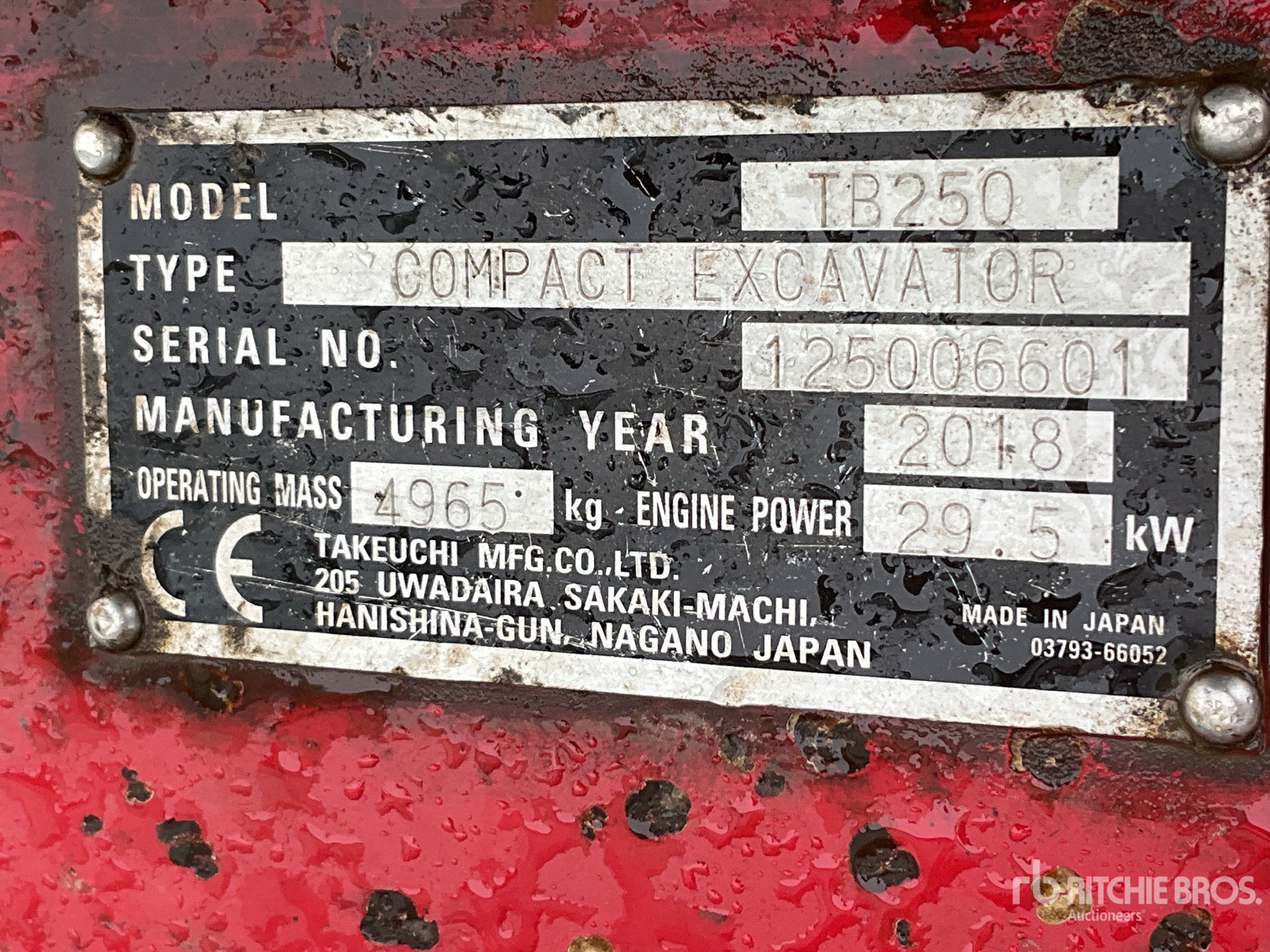 2018 Takeuchi TB250