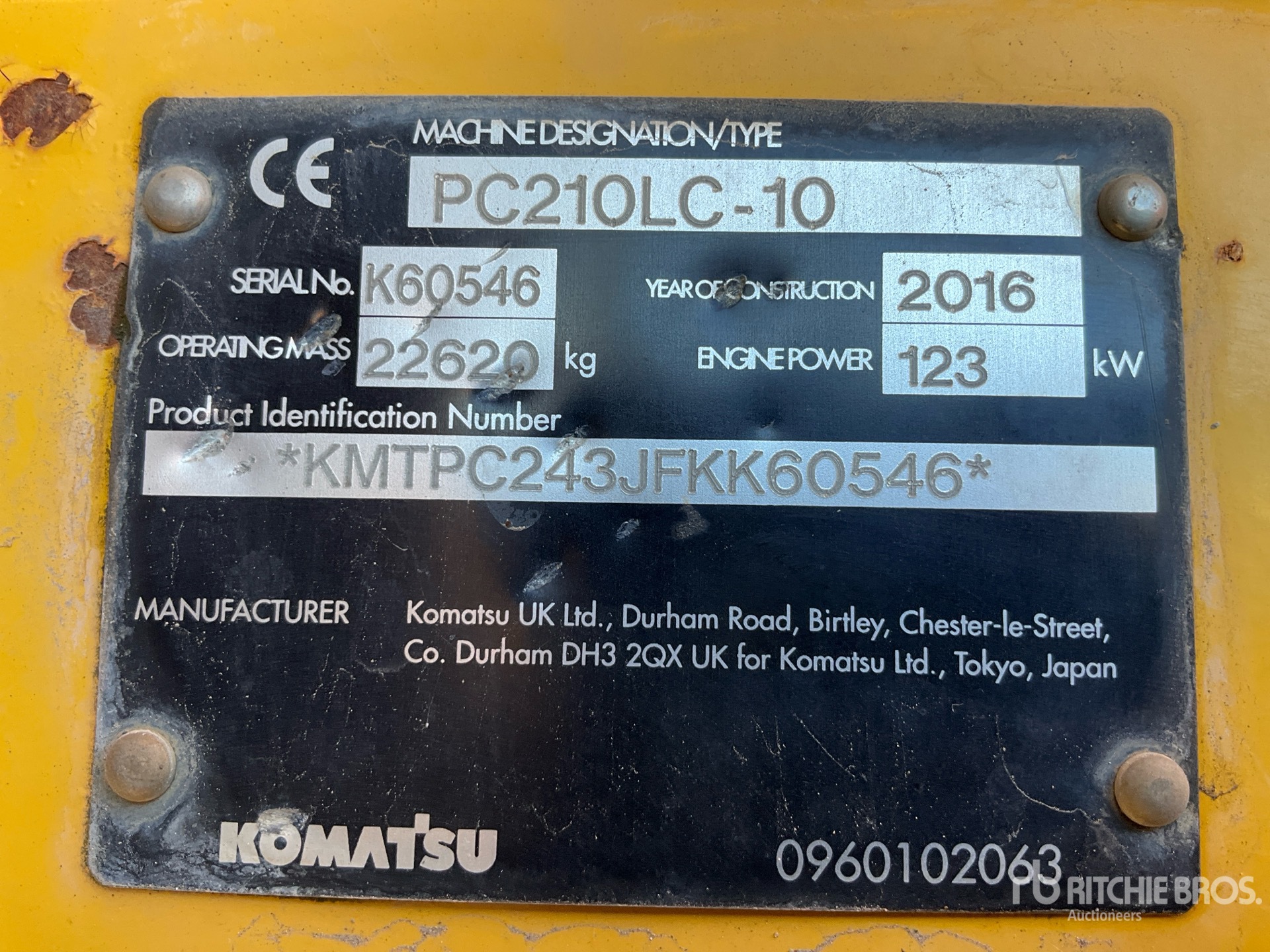 2016 Komatsu PC210LC-10