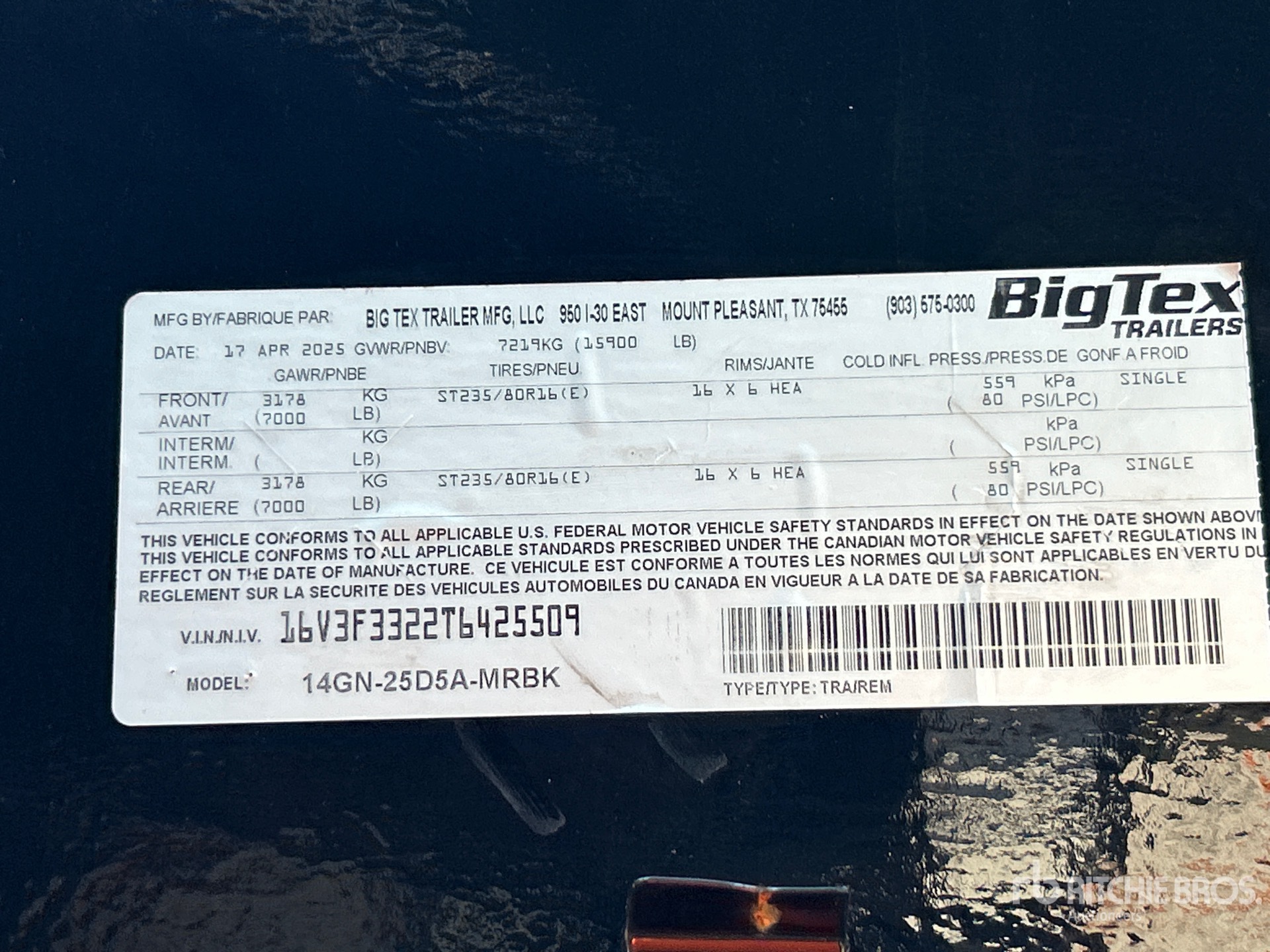 2026 Big Tex 14GN-25 D5A-MRB