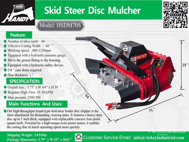 2026 Handy HSDM70S Skid Steer Mulcher