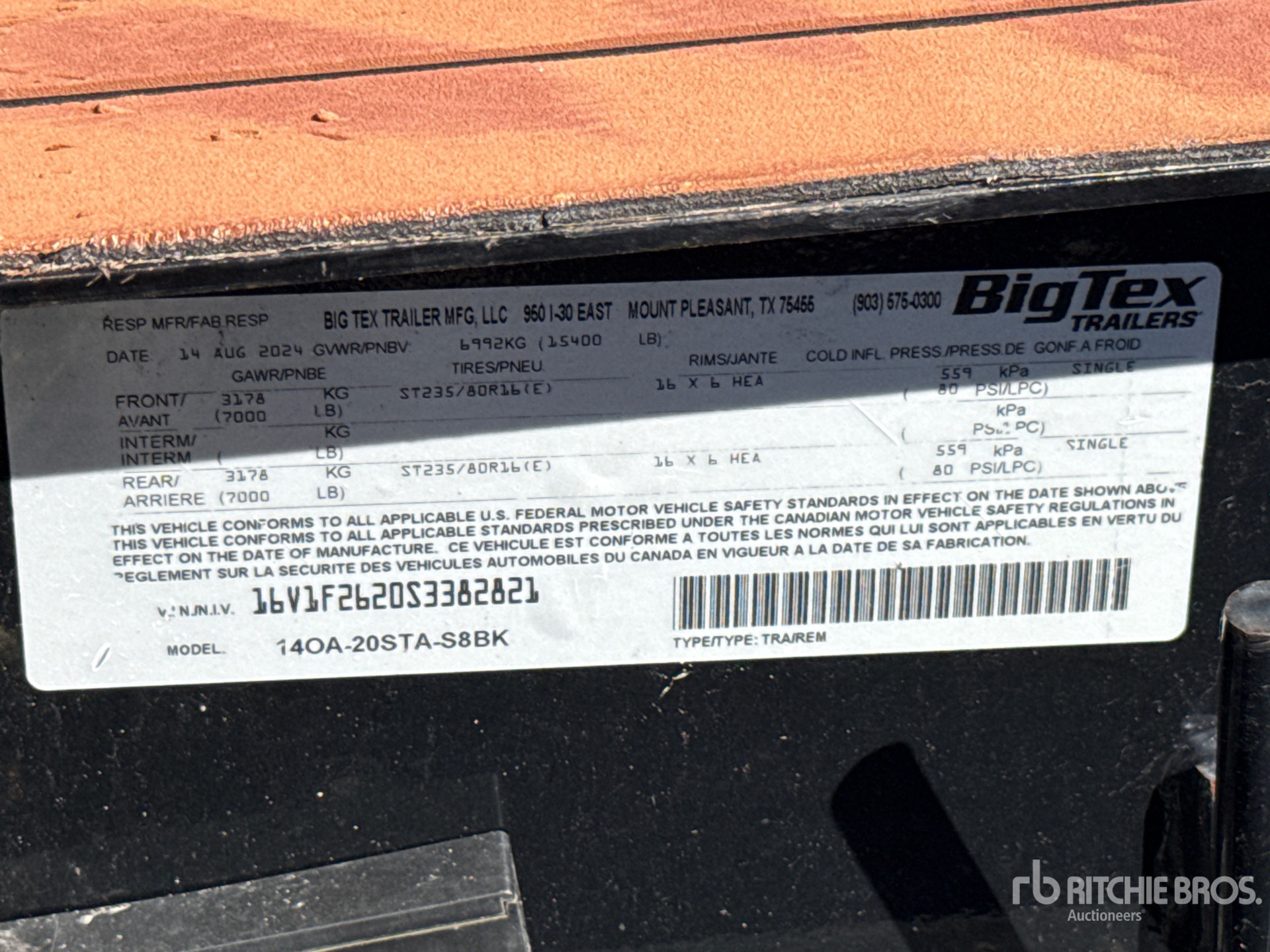 2025 Big Tex 14OA-20STA-S8BK