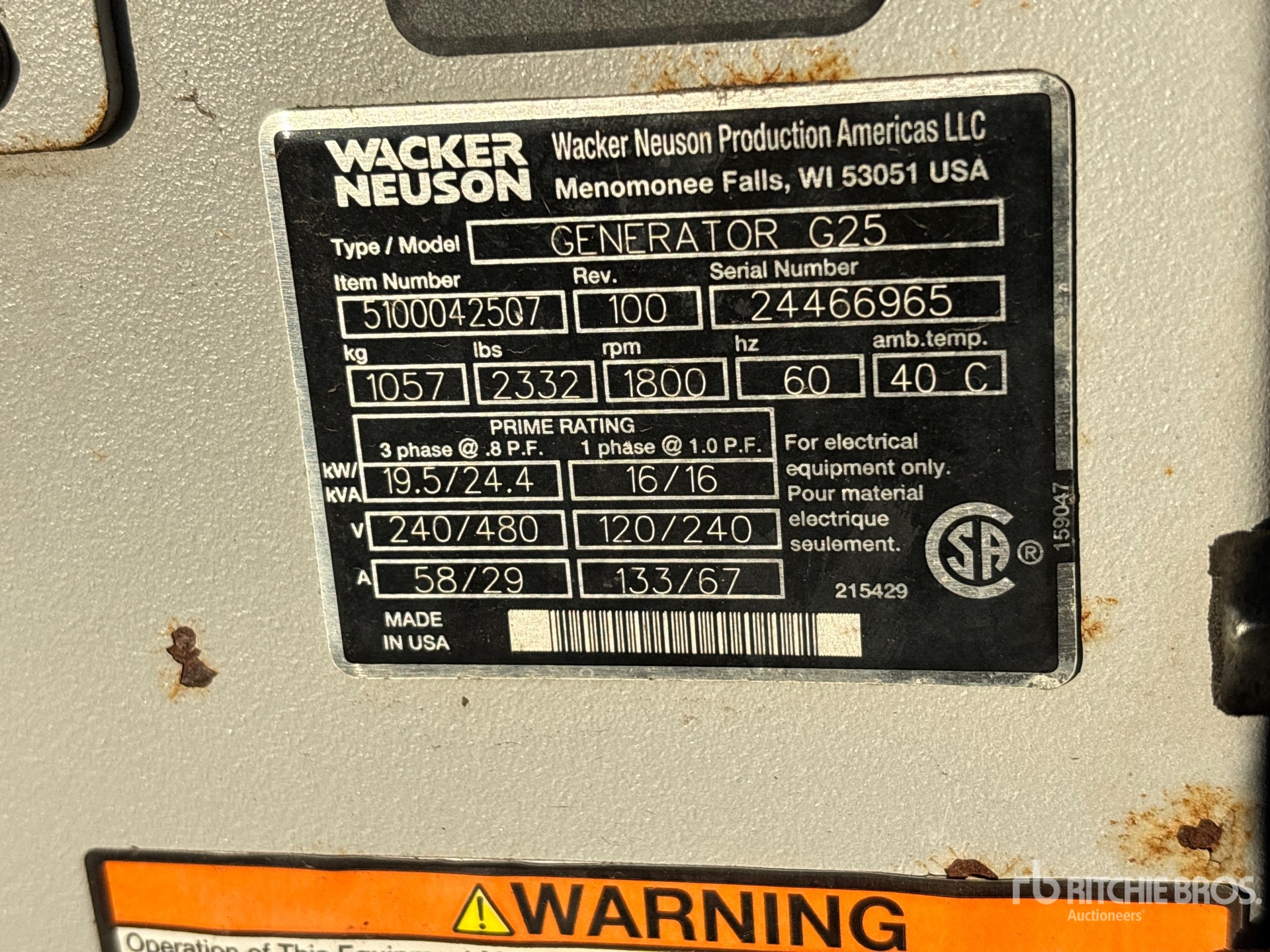 2018 Wacker Neuson G-25