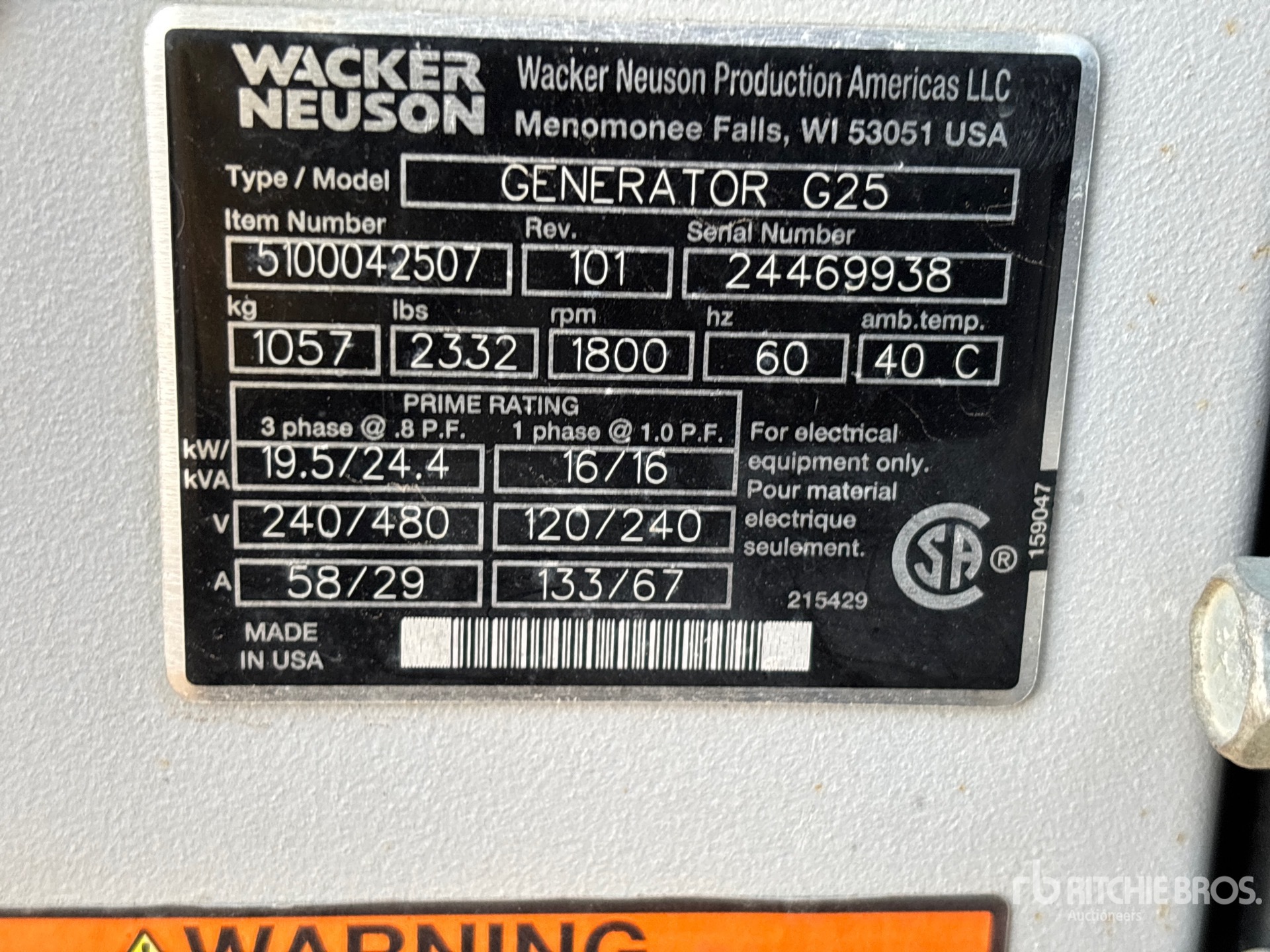 2018 Wacker Neuson G-25
