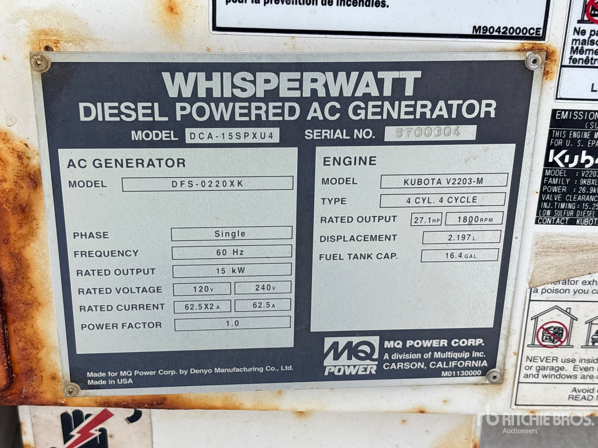 2010 Multiquip DCA15SPXU4