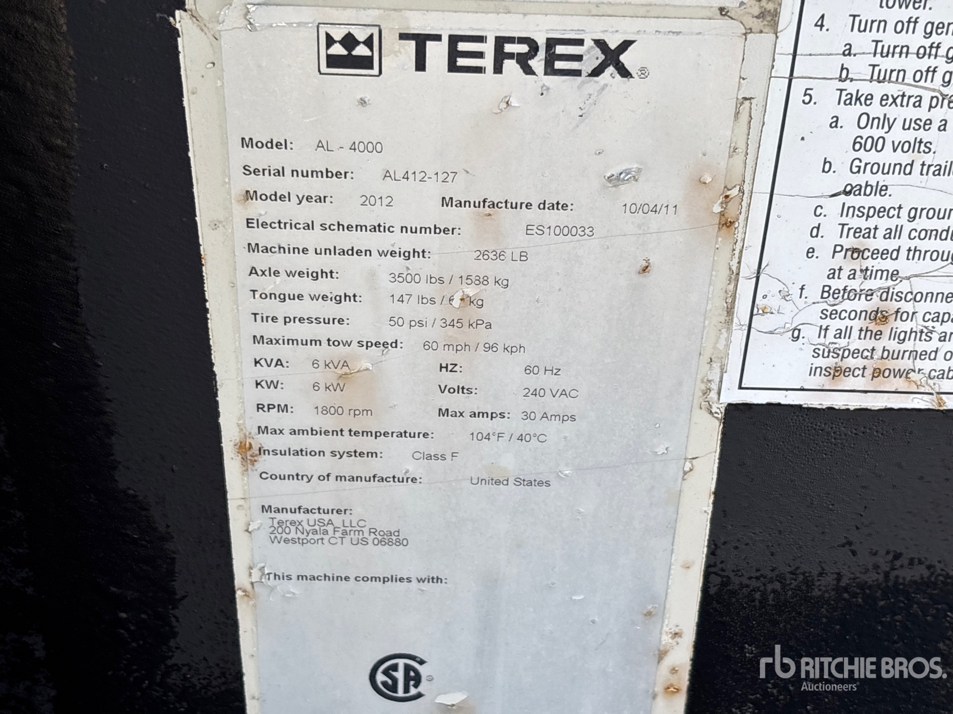 2012 Terex AL4000