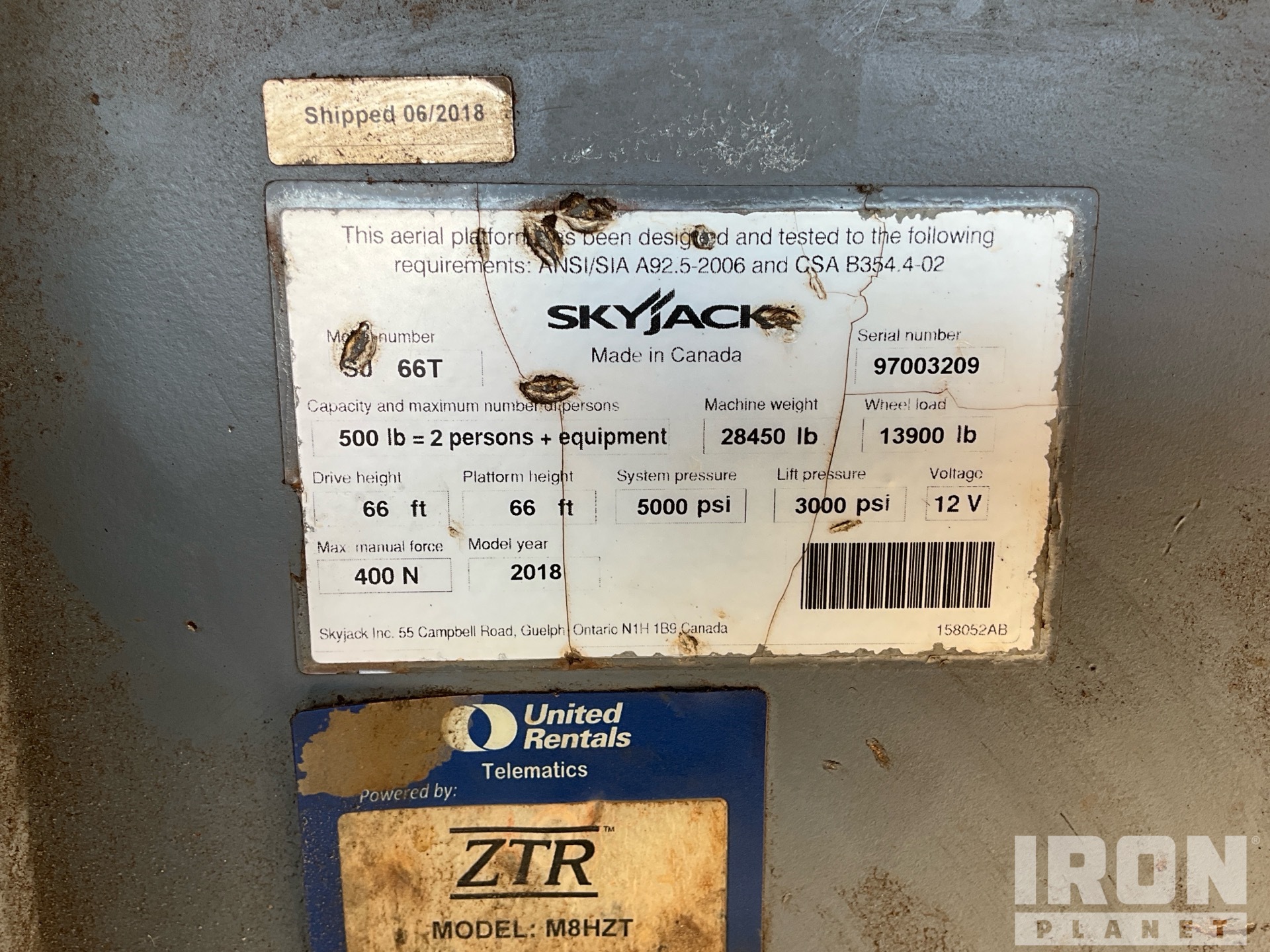 2018 Skyjack SJ66T