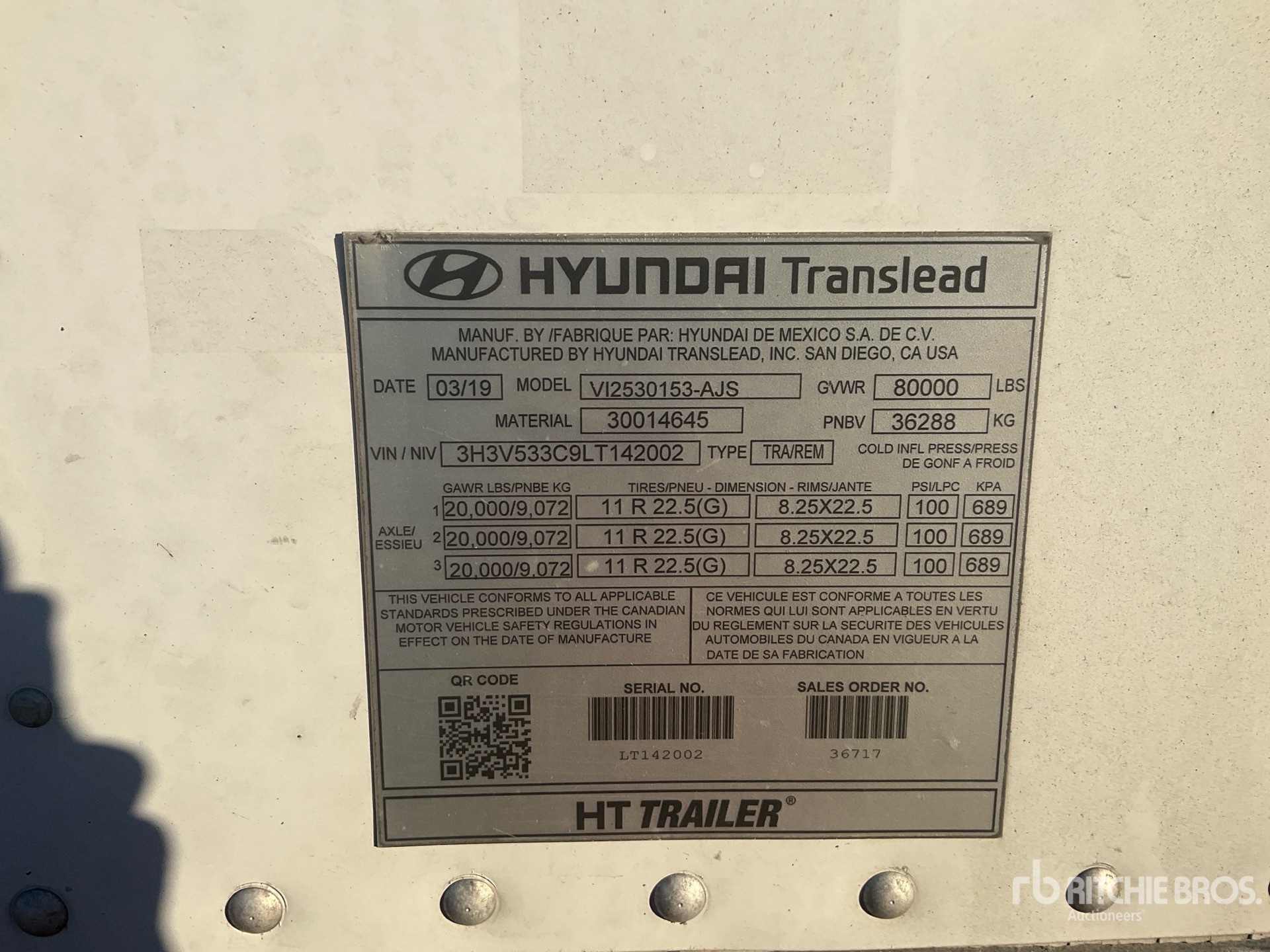2020 Hyundai 53 FT X 102 IN TRI/A