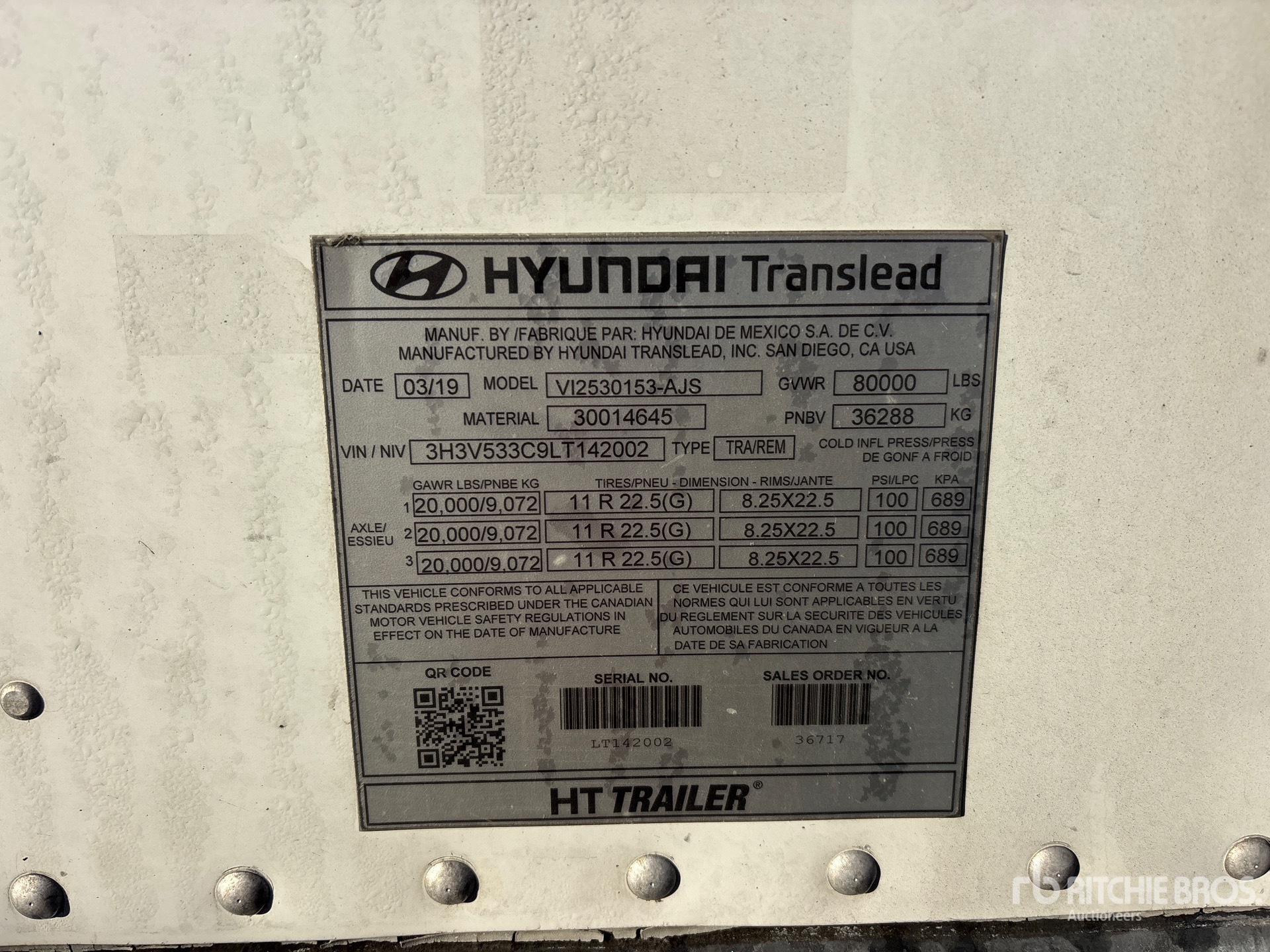 2020 Hyundai 53 FT X 102 IN TRI/A