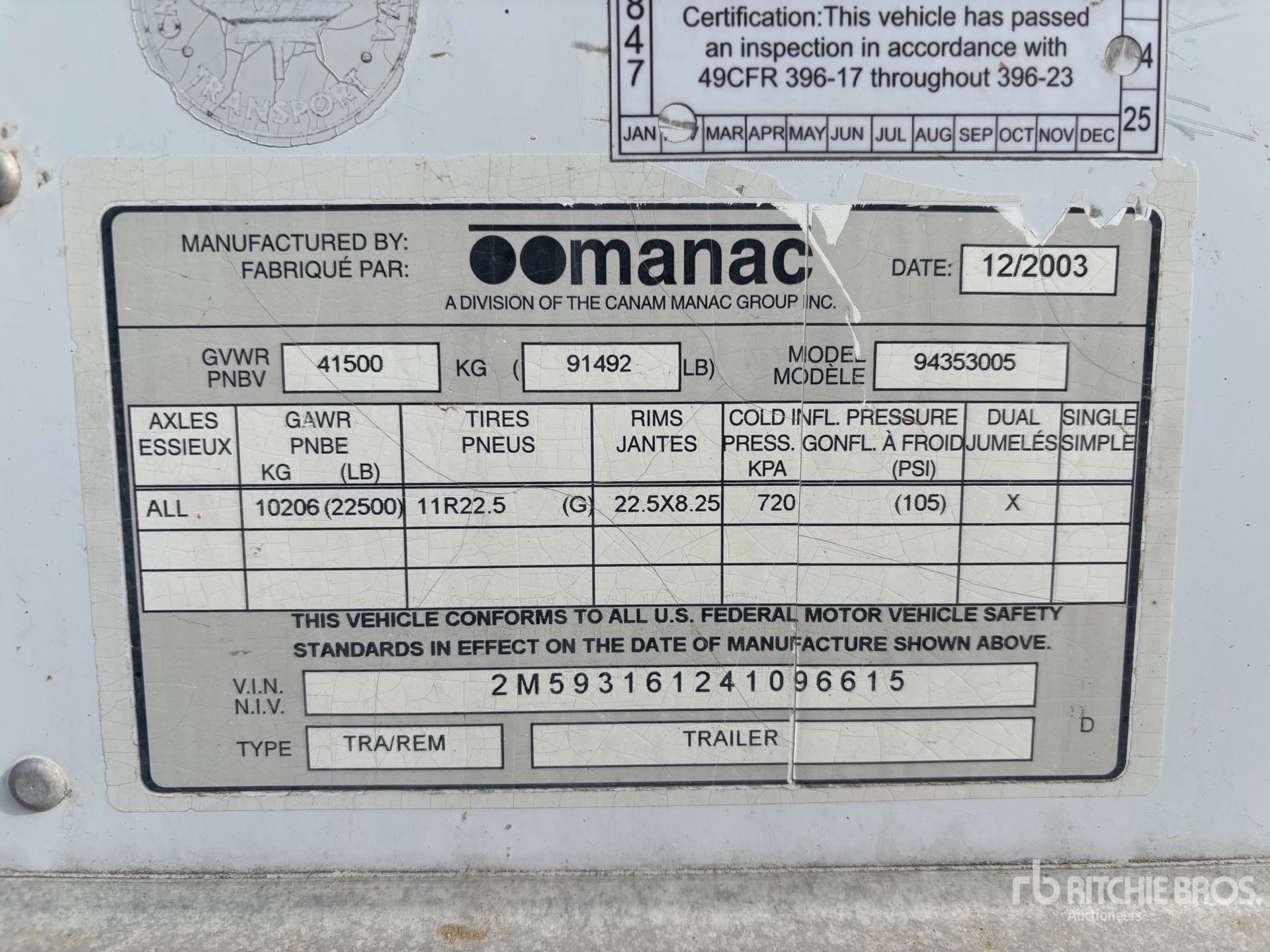 2004 Manac 53 FT X 102 IN TRI/A