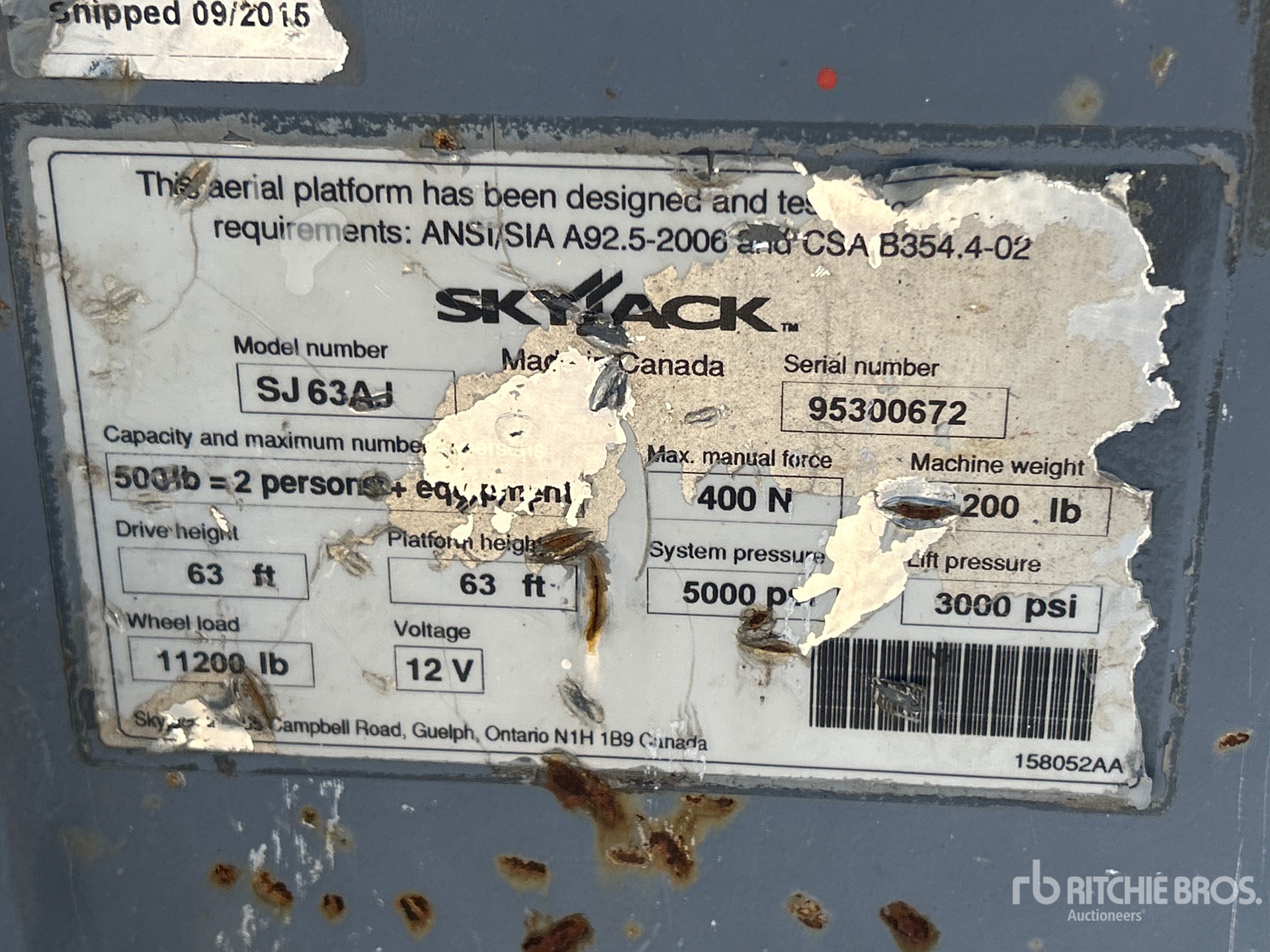 2015 Skyjack SJ63AJ