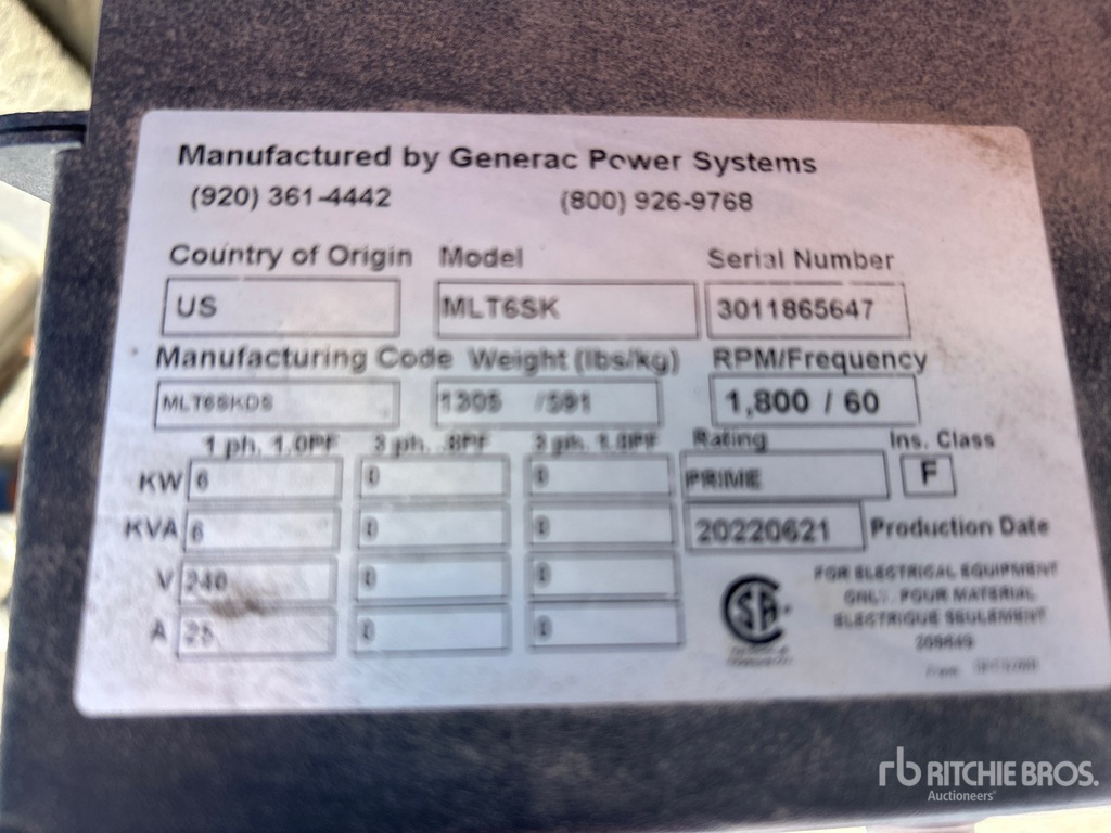 General Appearance with Unit Serial Number