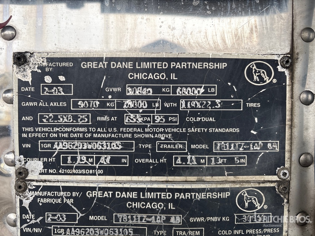 General Appearance with Serial Number / VIN