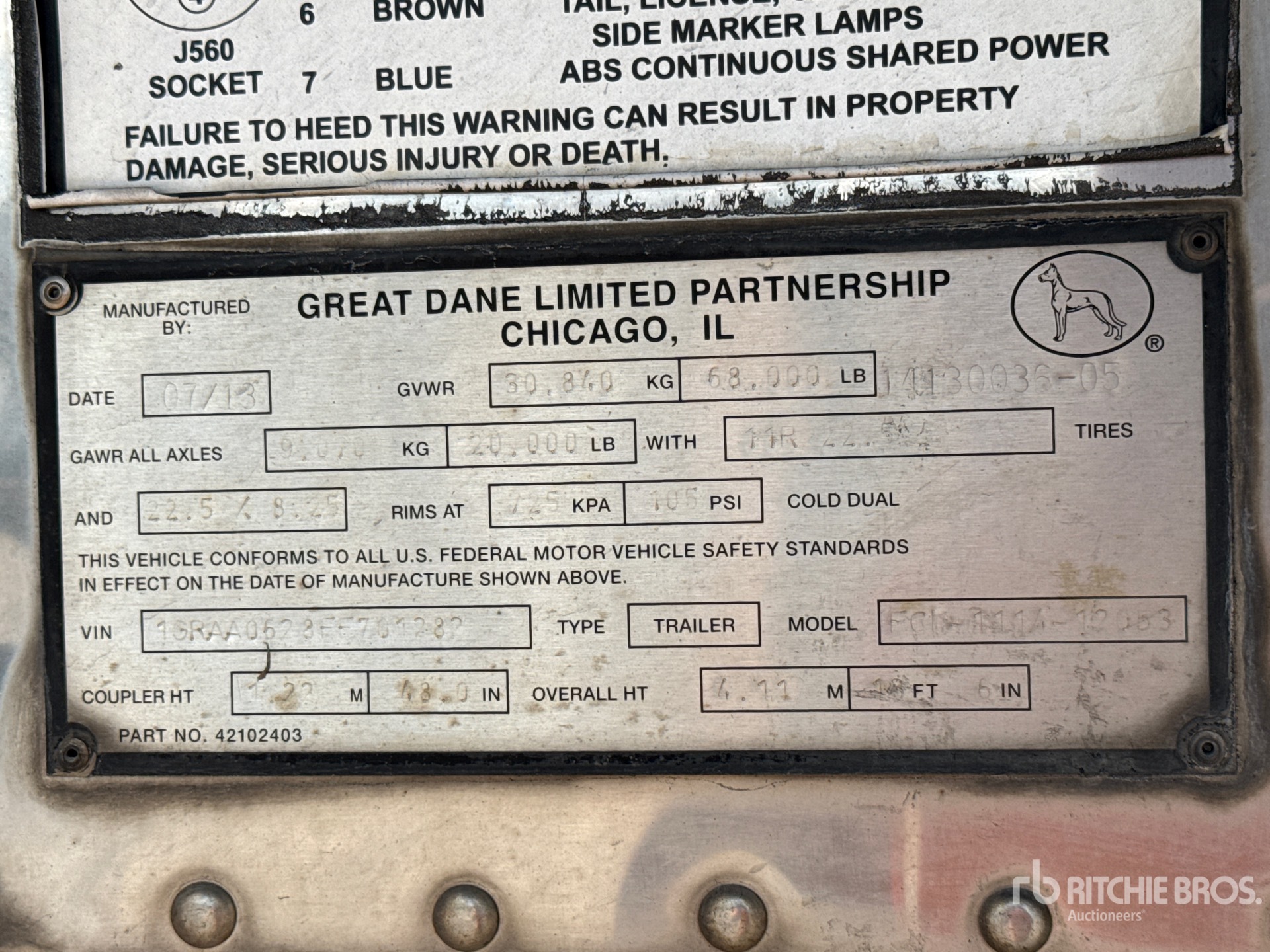 2014 Great Dane 53 FT X 102 IN T/A