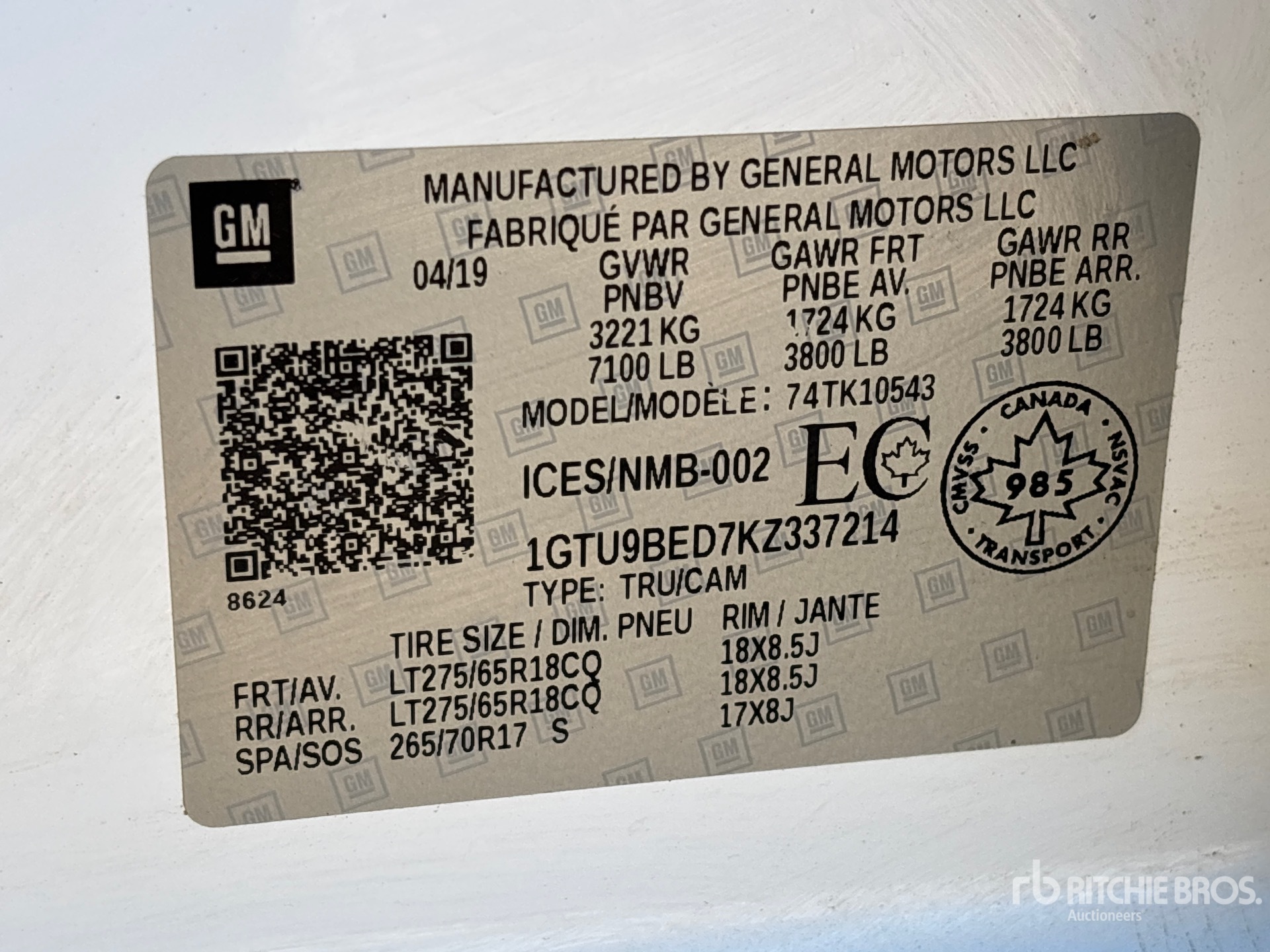 2019 GMC SIERRA 1500