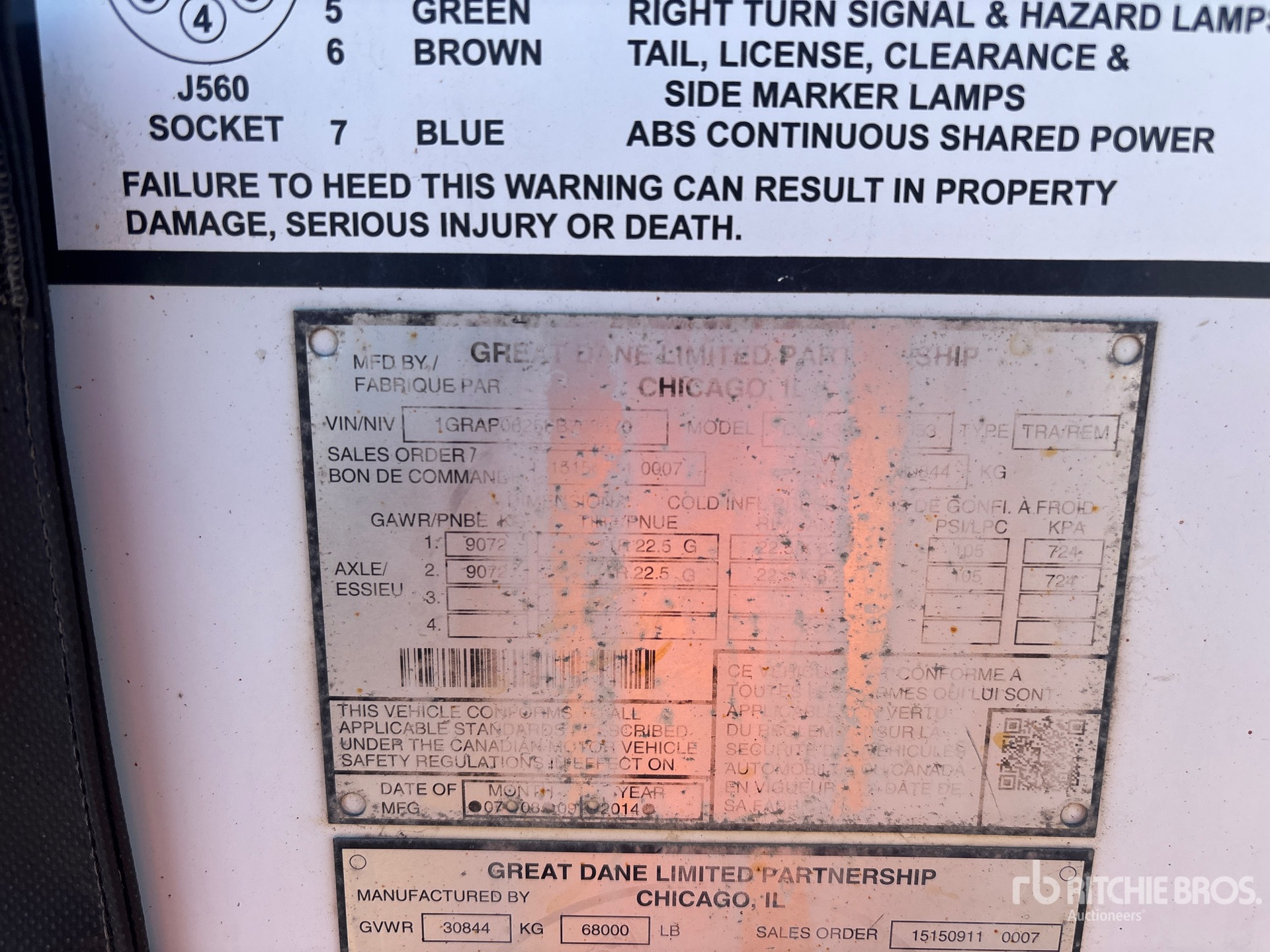 2015 Great Dane 53 FT X 102 IN T/A