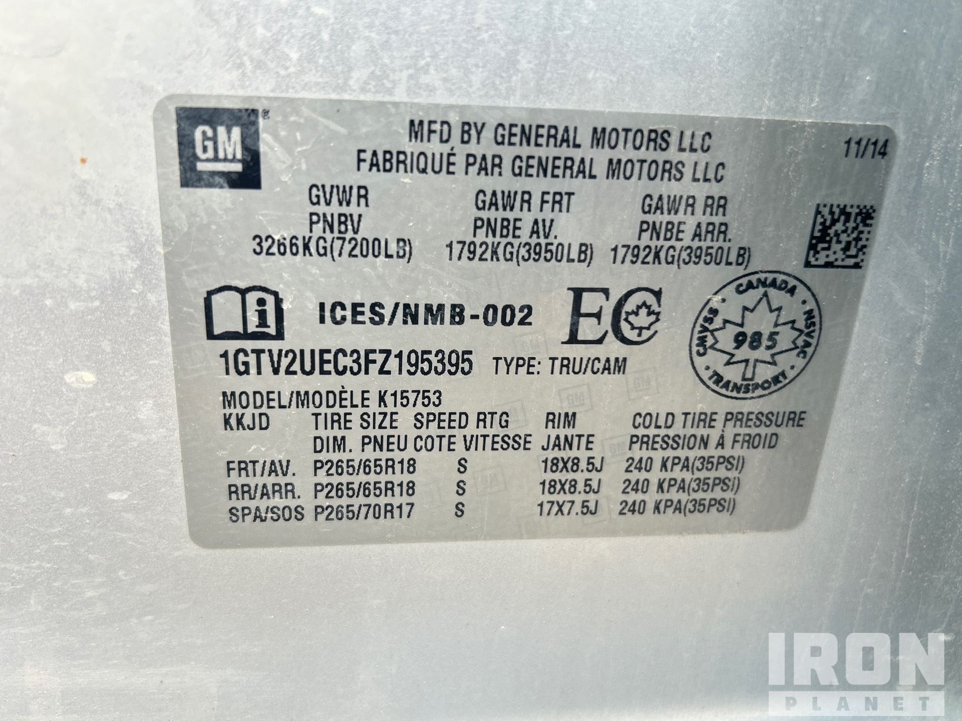 2015 GMC SIERRA 1500