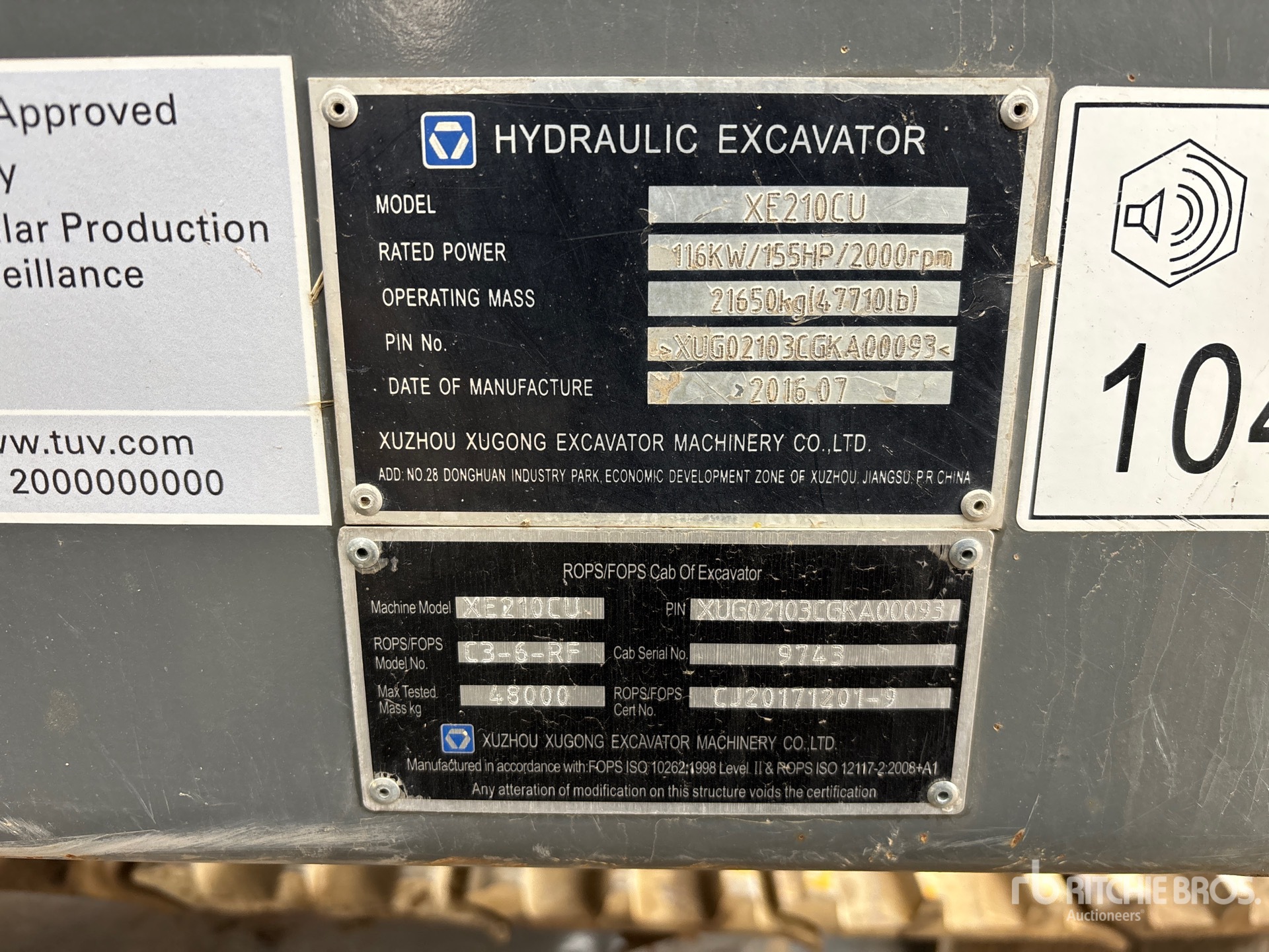 2016 XCMG XE210CU