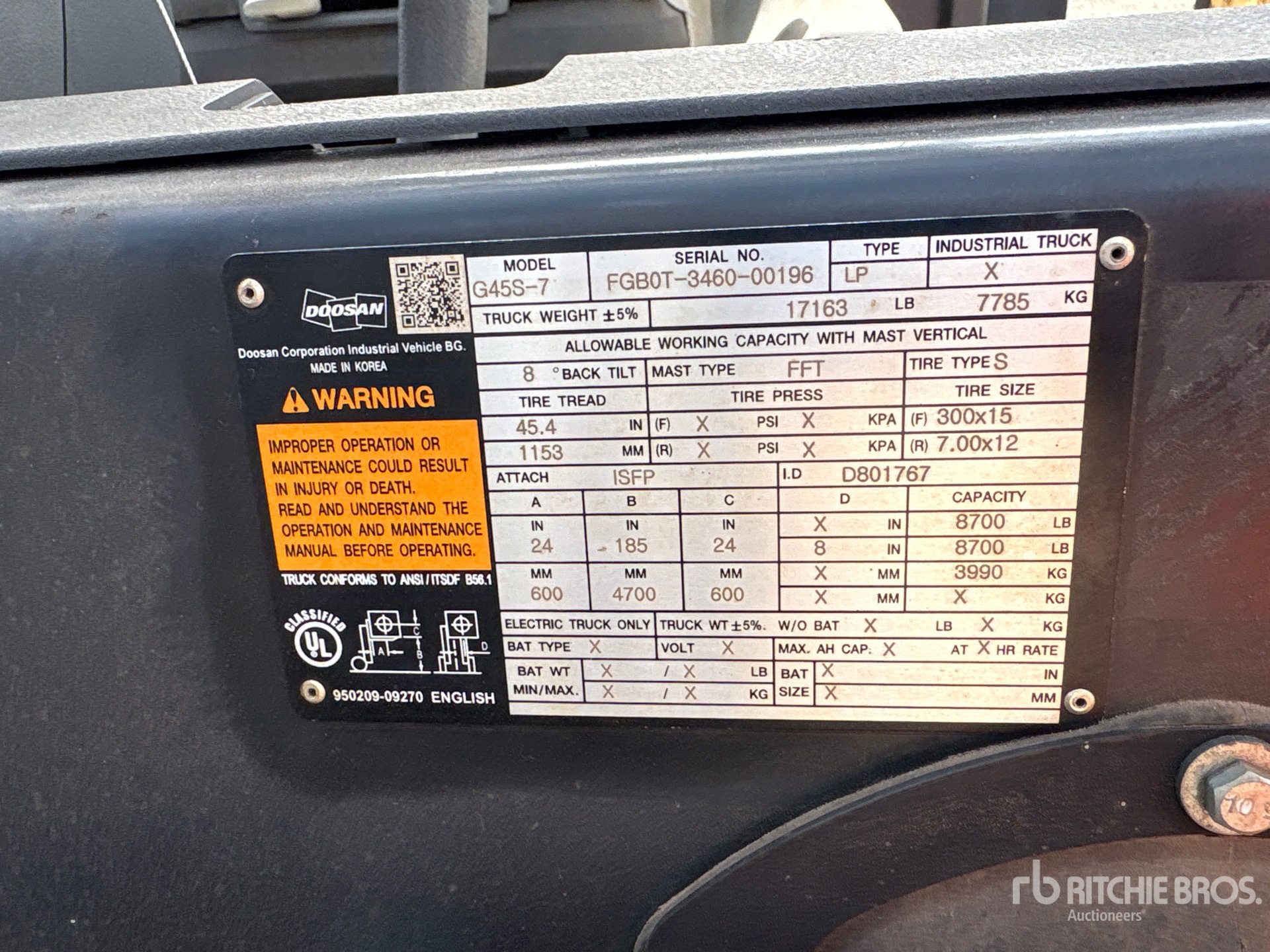 2020 Doosan G45S-7