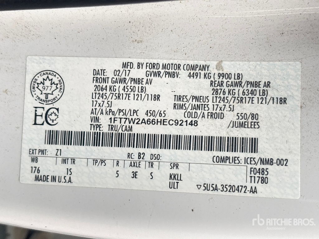 General Appearance with Serial Number / VIN