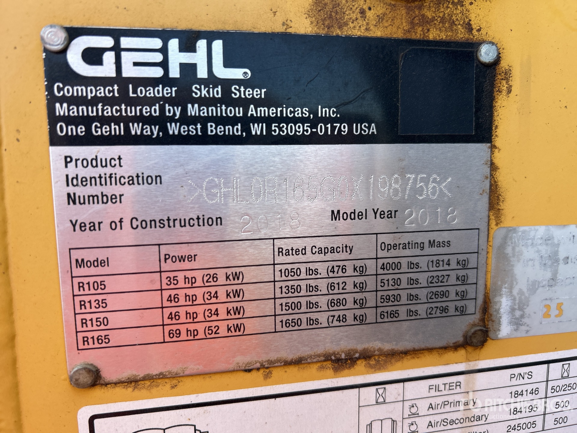 2018 Gehl R165