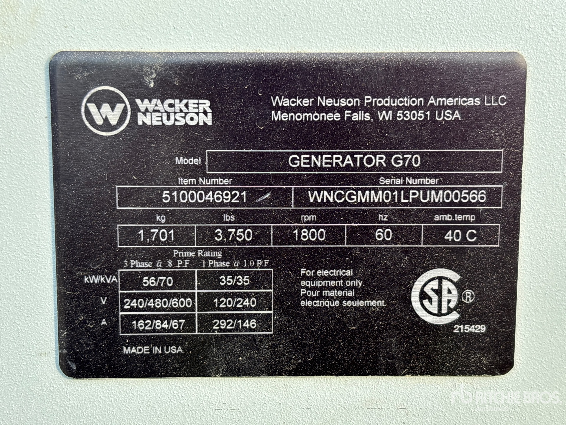 2019 Wacker Neuson G70