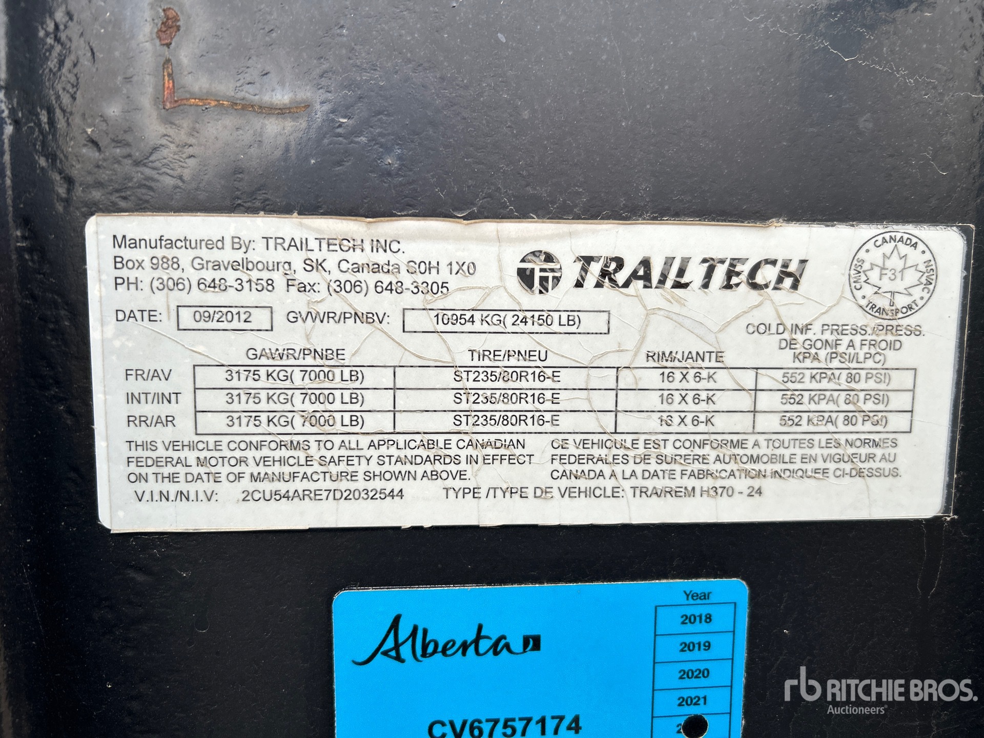 2013 Trailtech 21000 lb 24 ft Tri/A Gooseneck