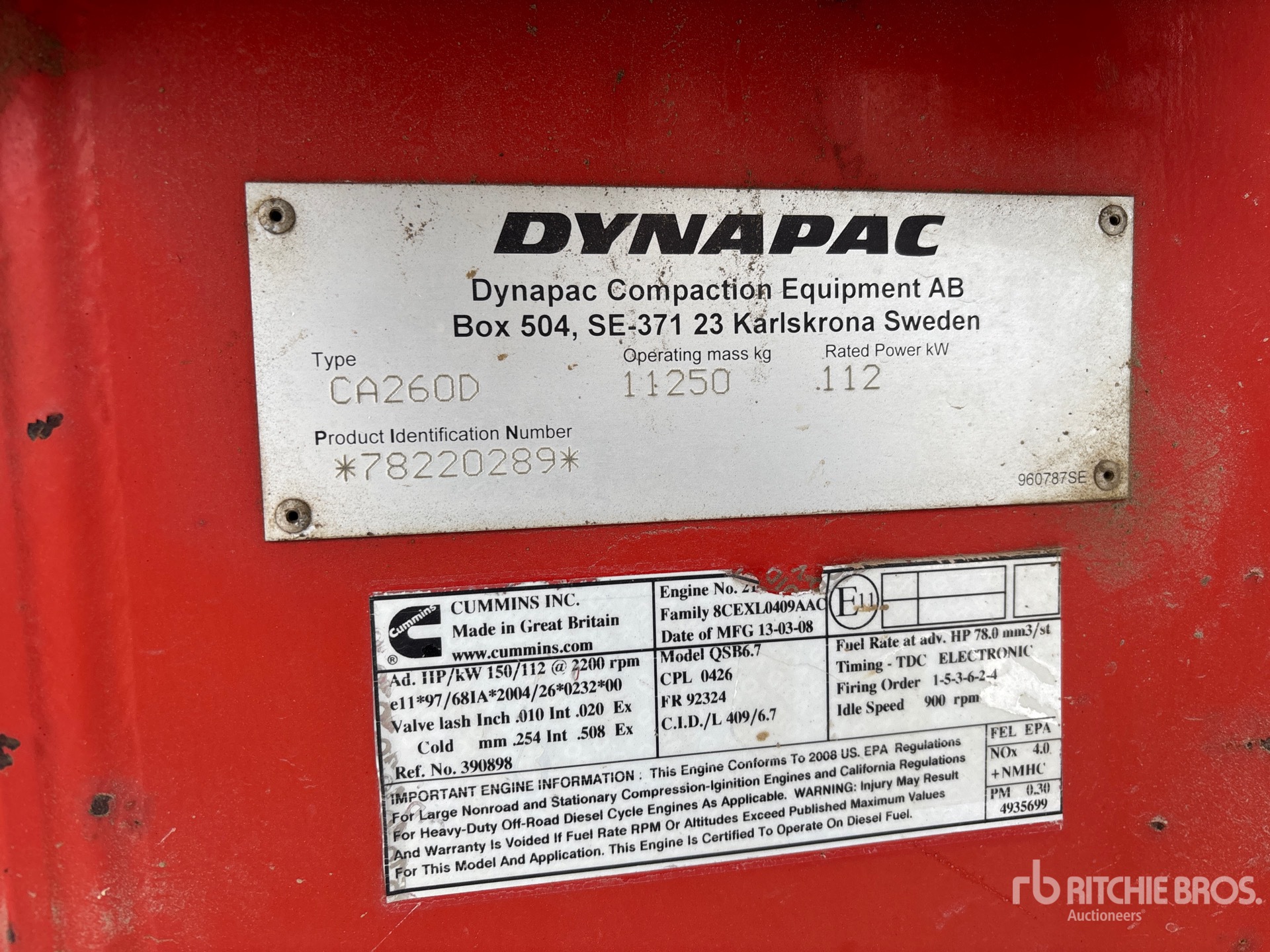 General Appearance with Serial Number / VIN