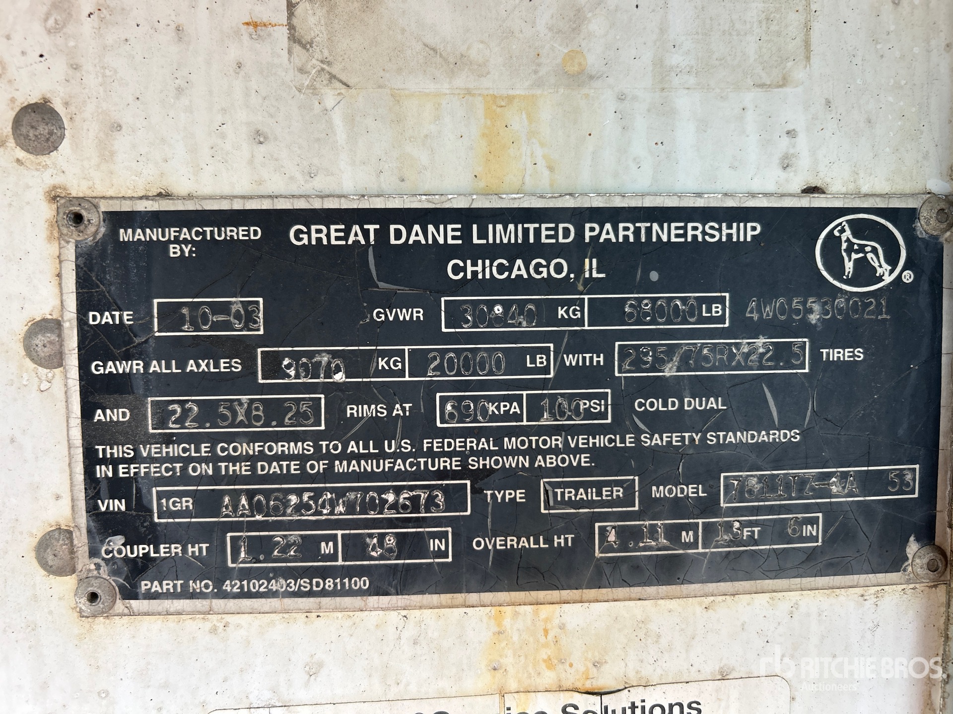 General Appearance with Serial Number / VIN